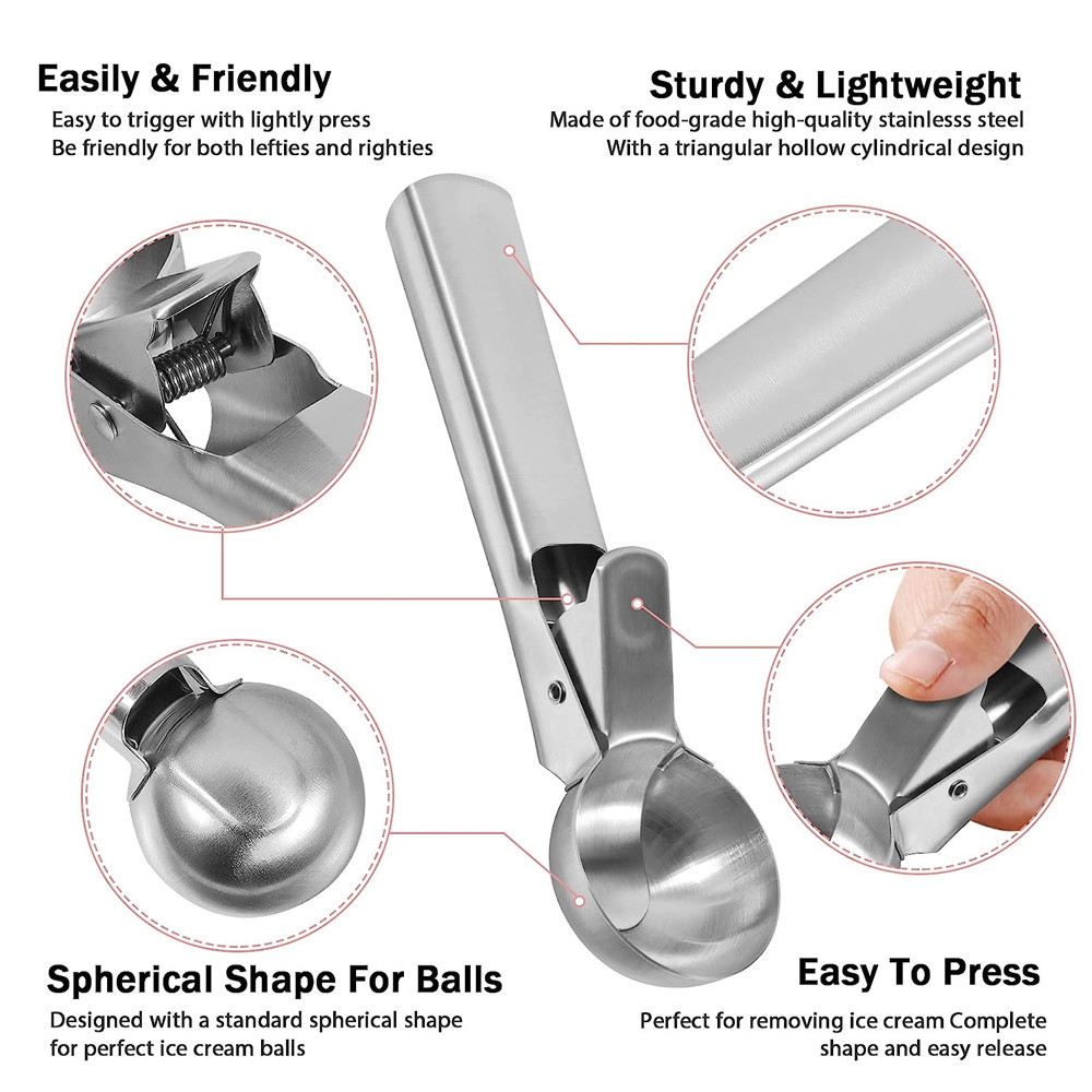 Lingura dozatoare inghetata Cool Serving, inox, argintie — varianta 3