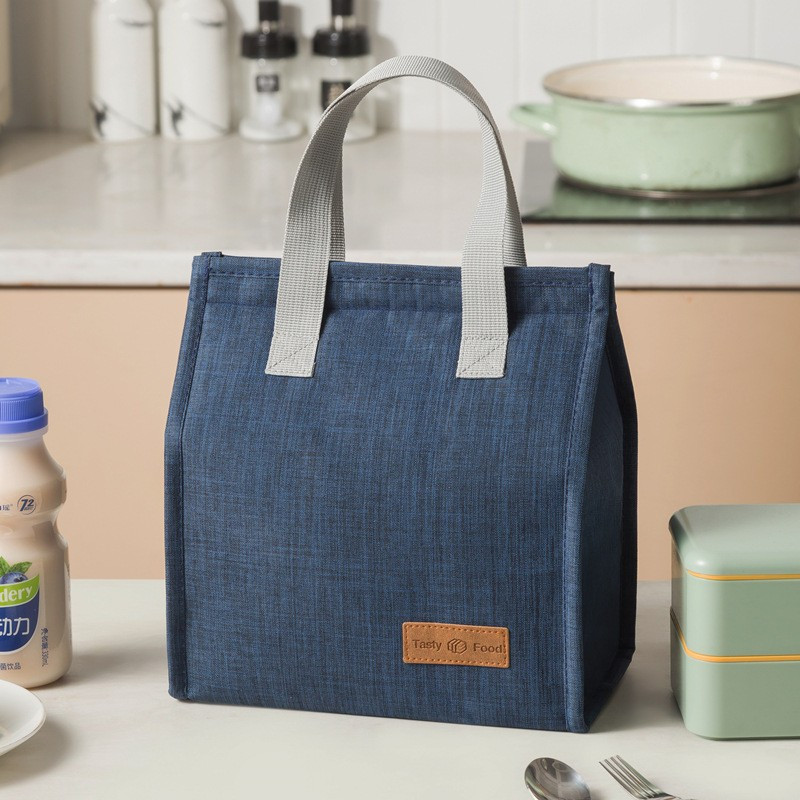 Geanta termoizolanta tip bento bag, camping cooler bag,  22.5 x 13 cm, 3.3 L, albastra — varianta 2