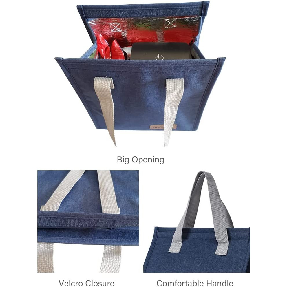 Geanta termoizolanta tip bento bag, camping cooler bag,  22.5 x 13 cm, 3.3 L, albastra — varianta 3