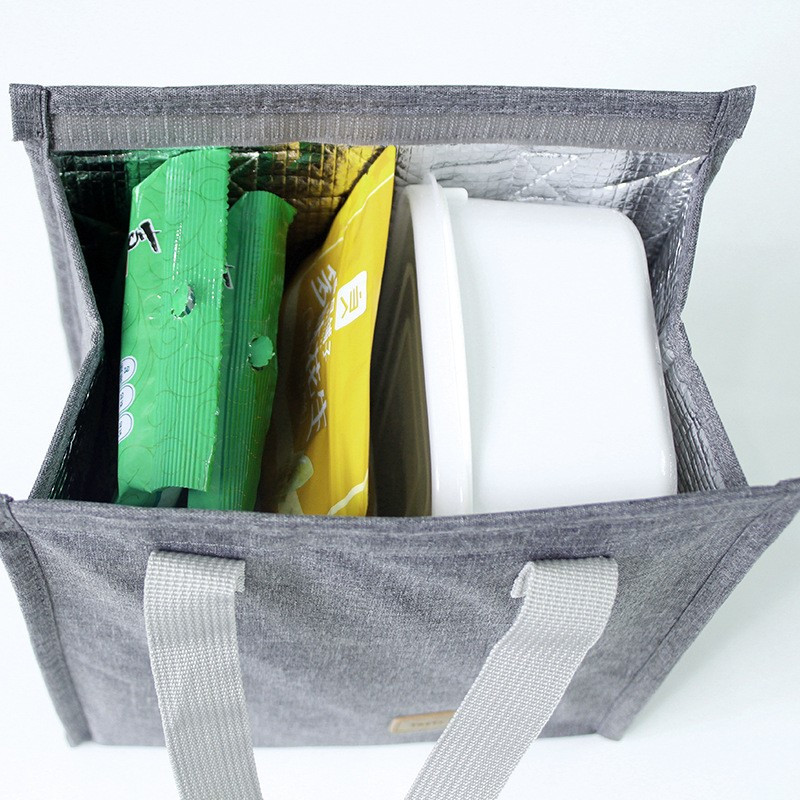Geanta termoizolanta tip bento bag, camping cooler bag,  22.5 x 13 cm, 3.3 L, gri — varianta 5