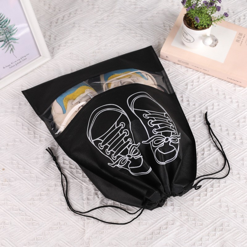 Sac depozitare incaltaminte, pentru voiaj sau depozitare, rezistent la praf, compatibil cu masina de spalat, 27 x 36 cm, negru — 2