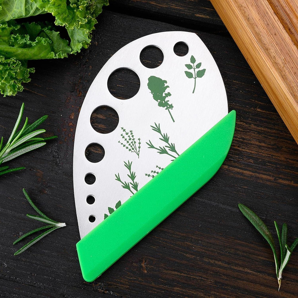 Tocator manual pentru ierburi Herb Cutter, 9 gauri de diferite dimensiuni, multifunctional, otel inoxidabil, 12.3 x 6.9 cm, argintiu — varianta 2