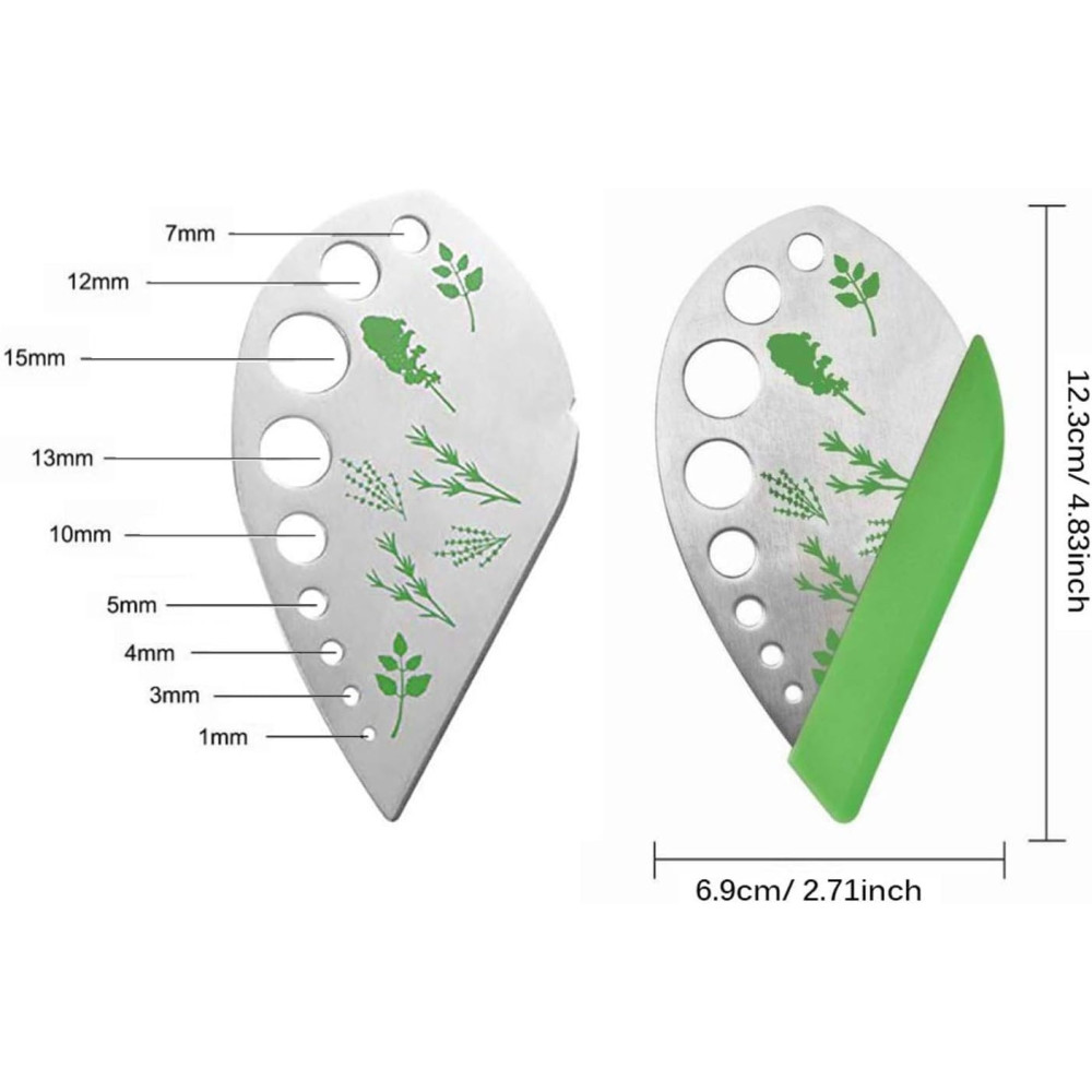 Tocator manual pentru ierburi Herb Cutter, 9 gauri de diferite dimensiuni, multifunctional, otel inoxidabil, 12.3 x 6.9 cm, argintiu — varianta 7