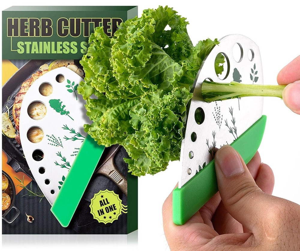 Tocator manual pentru ierburi Herb Cutter, 9 gauri de diferite dimensiuni, multifunctional, otel inoxidabil, 12.3 x 6.9 cm, argintiu — varianta 8