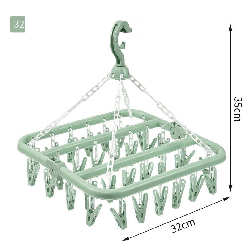 Uscator de rufe, 32 de cleme, Plastic, Pliabil, rotire 360 grade, 32x32 cm, Verde — varianta 2