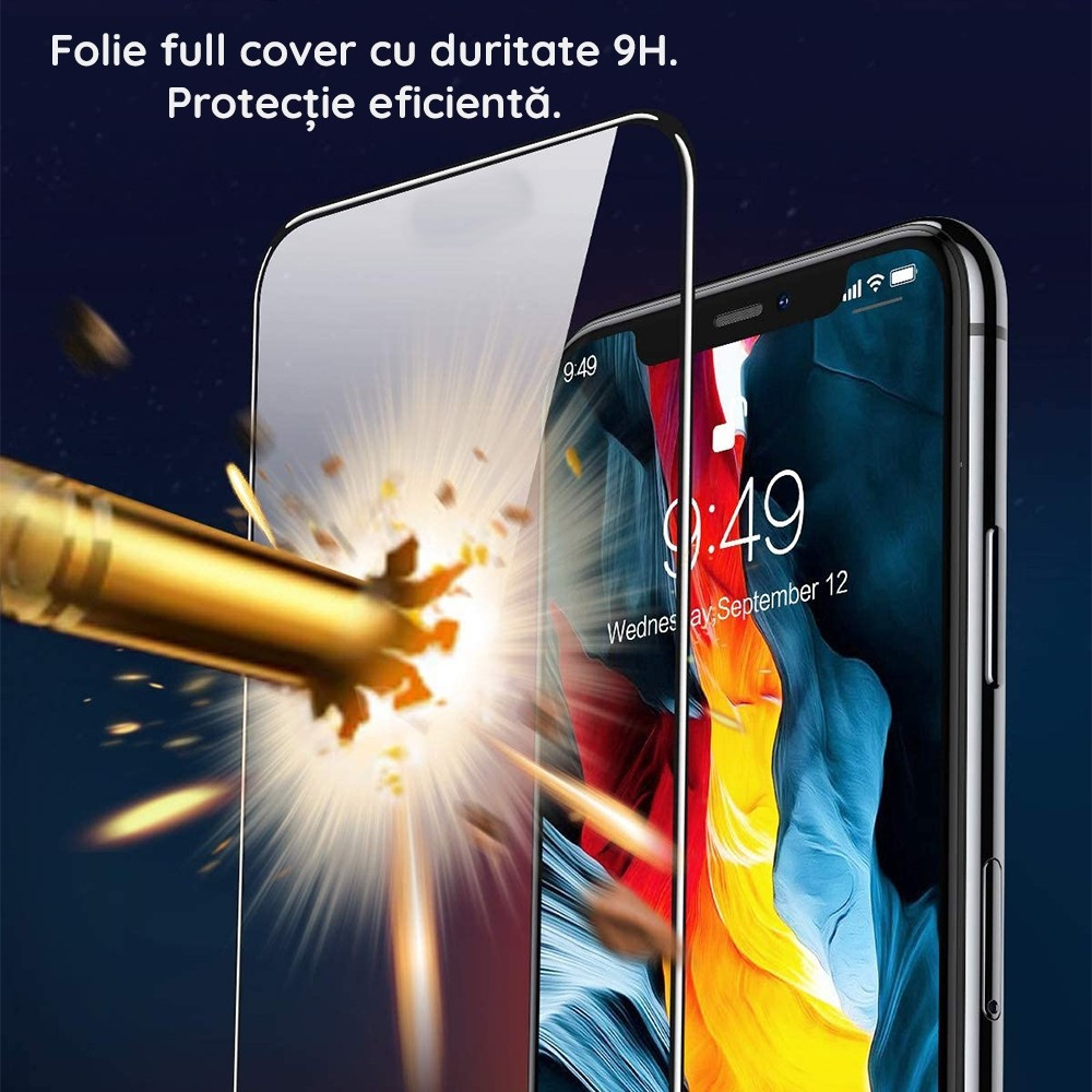Folie de sticla Apple iPhone 15, Full Glue 111D, margini negre — varianta 6