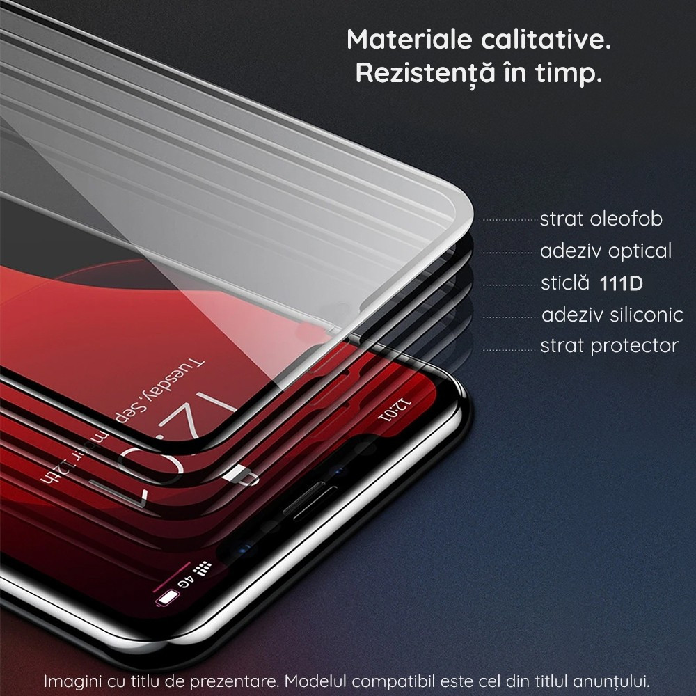 Folie de sticla Apple iPhone 15 Pro, Full Glue 111D, margini negre — varianta 3