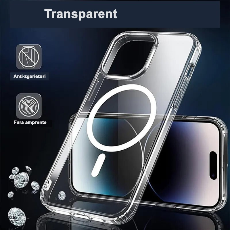 Husa protectie Apple iPhone 15 Pro, compatibila MagSafe, transparenta — varianta 2