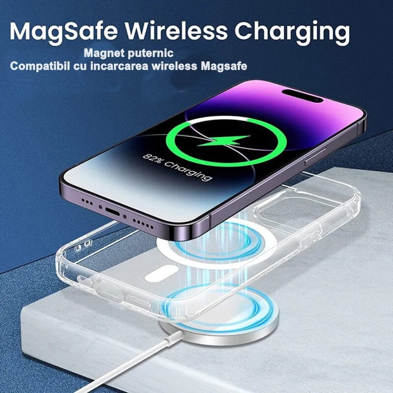 Husa protectie Apple iPhone 15 Plus, compatibila MagSafe, transparenta — varianta 3