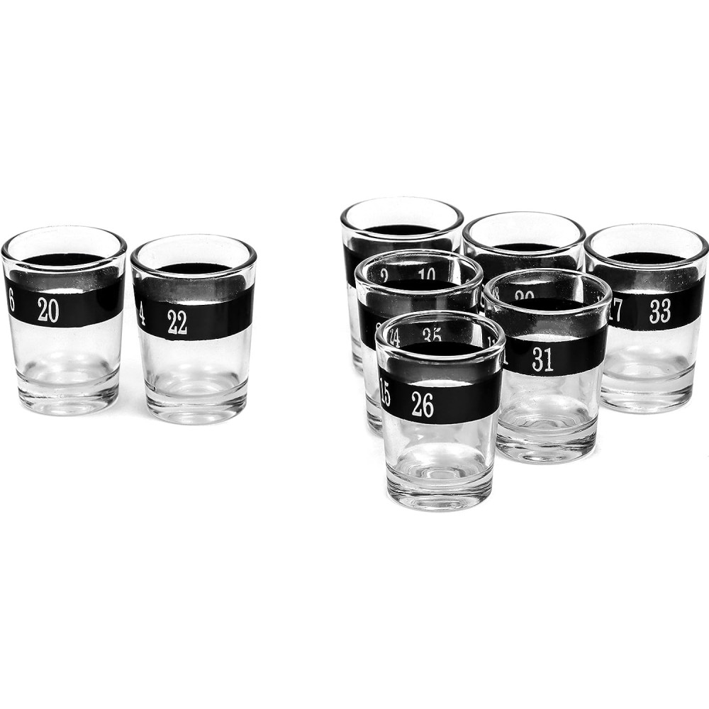 Joc de Baut Ruleta cu Pahare de Shot, 30 cm, Rosu/Negru — 3