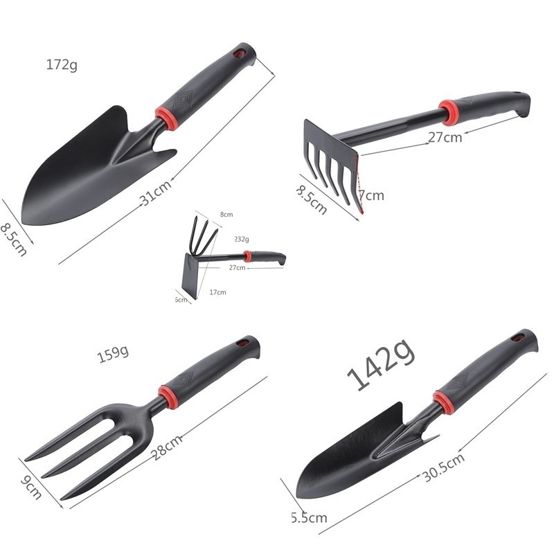 Set 7 unelte de gradina, pentru plantare si ingrijire plante, PVC si cardboard, 31.5 x 8 cm, negre — varianta 2