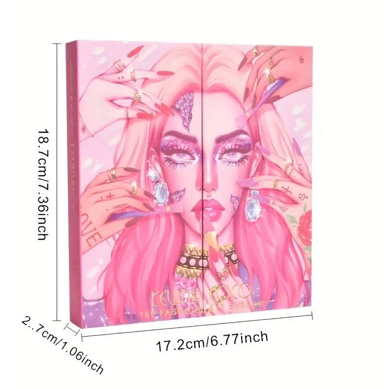 Paleta de Farduri Kevin&Coco, 105 Culori, Stil Pliabil, Conturing si Iluminator incluse, Dreptunghiulara, Fara Sulfati, Pudra Compacta, 18.7 x 17.2 x 2.7 cm, 109 g, multicolor — 4
