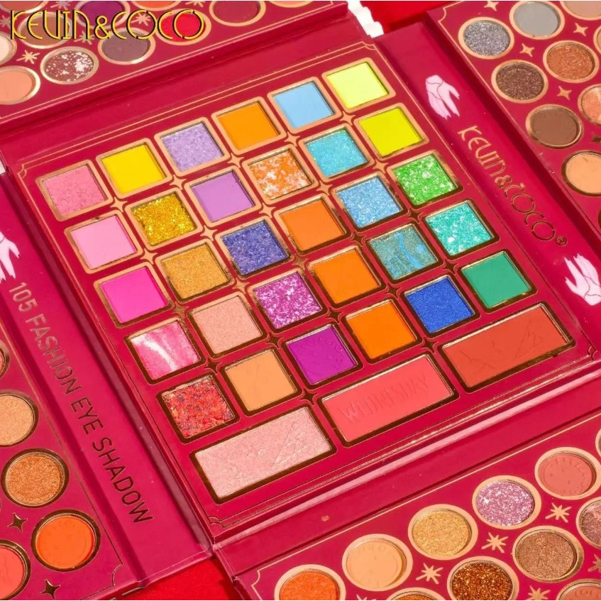 Paleta de Farduri Kevin&Coco, 105 culori, Stil Pliabil, Wednesday, Conturing, Iluminator, Blush incluse, Fara Sulfati, Pudra Compacta, 18.7 x 17.3 x 2.6 cm, 407 g, multicolor — varianta 3