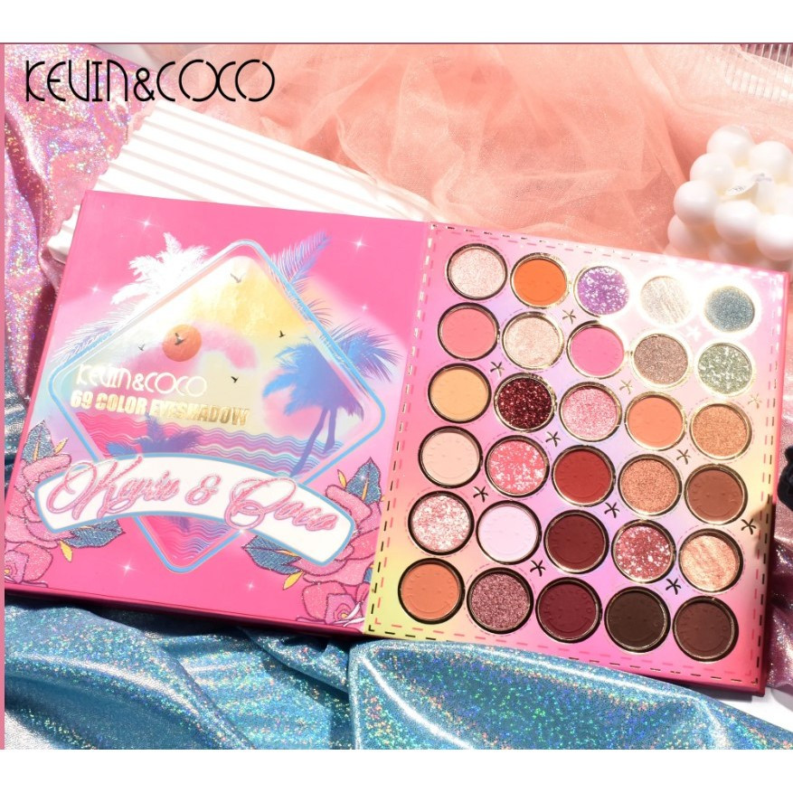 Paleta farduri Kevin&Coco, 69 nuante, blush, iluminator, conturing, deschidere tip carte, 18.6 x 16.5 cm, 97 g, multicolor, model 2 — varianta 3