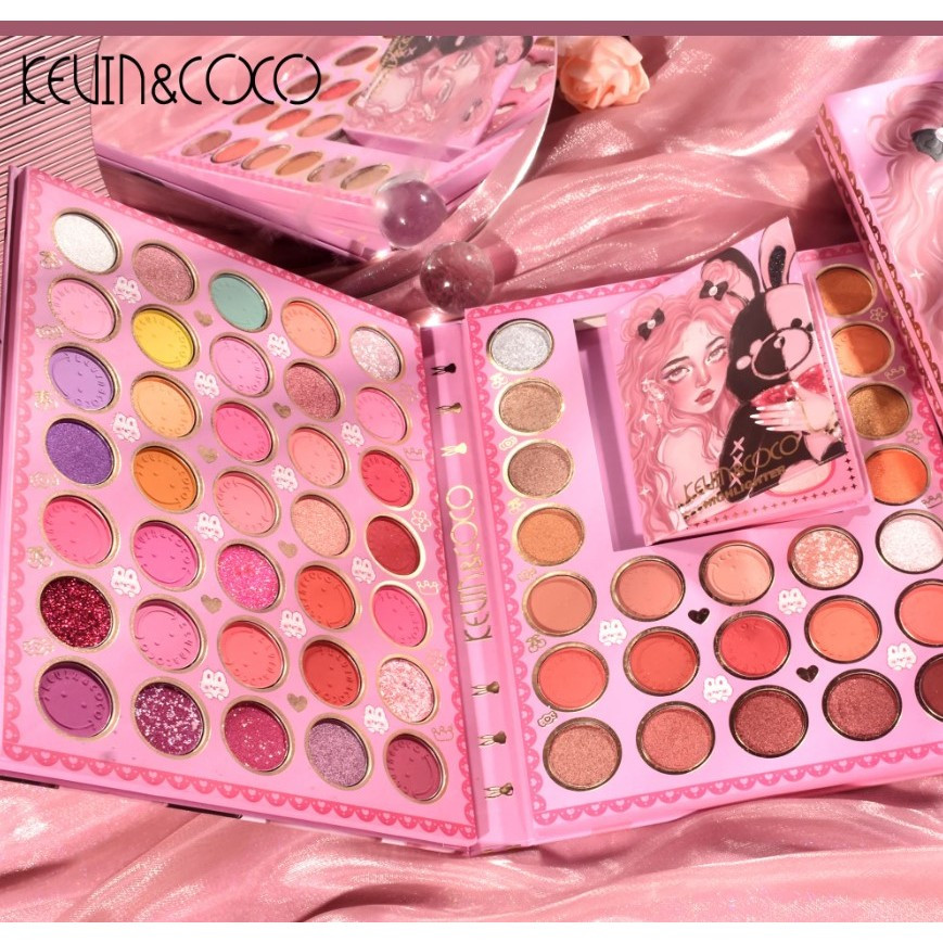 Set farduri 2 in 1 Kevin&Coco, paleta 62 nuante, mini paleta iluminator tip carte, rezistenta ridicata, 22 x 17 cm, 430 g, multicolor4 x 5 cm, multicolor — 2