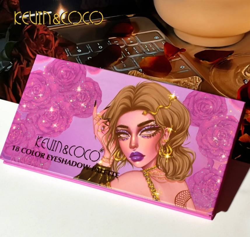 Paleta de farduri Kevin & Coco, 18 culori, nuante captivante, design compact, 19 x 10 cm, 180 g, multicolor — varianta 2
