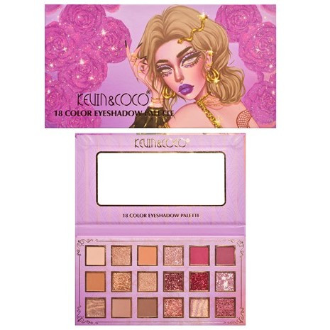 Paleta de farduri Kevin & Coco, 18 culori, nuante captivante, design compact, 19 x 10 cm, 180 g, multicolor — varianta 3