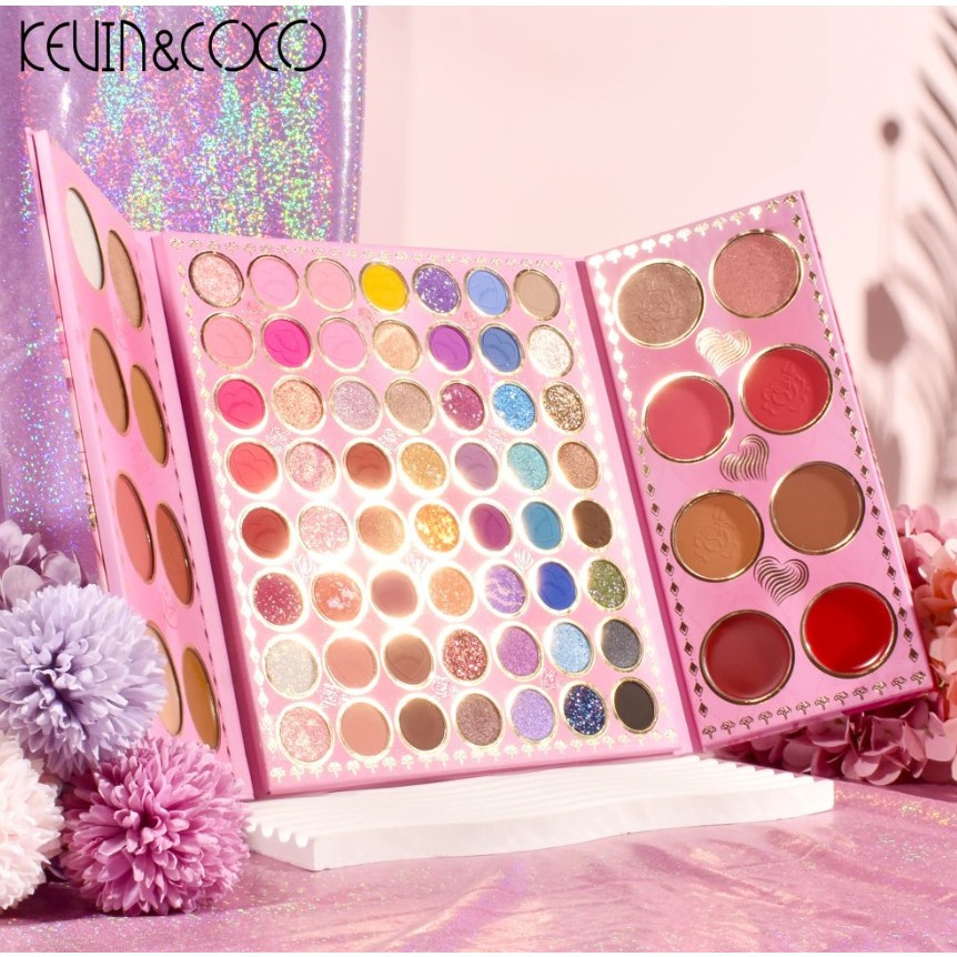 Paleta de farduri Kevin&Coco, 72 de culori, stil pliabil, conturing, iluminator, blush incluse, dreptunghiulara, 22 x 24.5 cm, 490 g, multicolor — 2