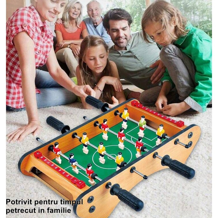 Masa de fotbal cu teren si 12 jucatori , 4 manere, tabel scor, metal, lemn si ABS, 37.5 x 21 x 9.5 cm, margini rotunjite — 3
