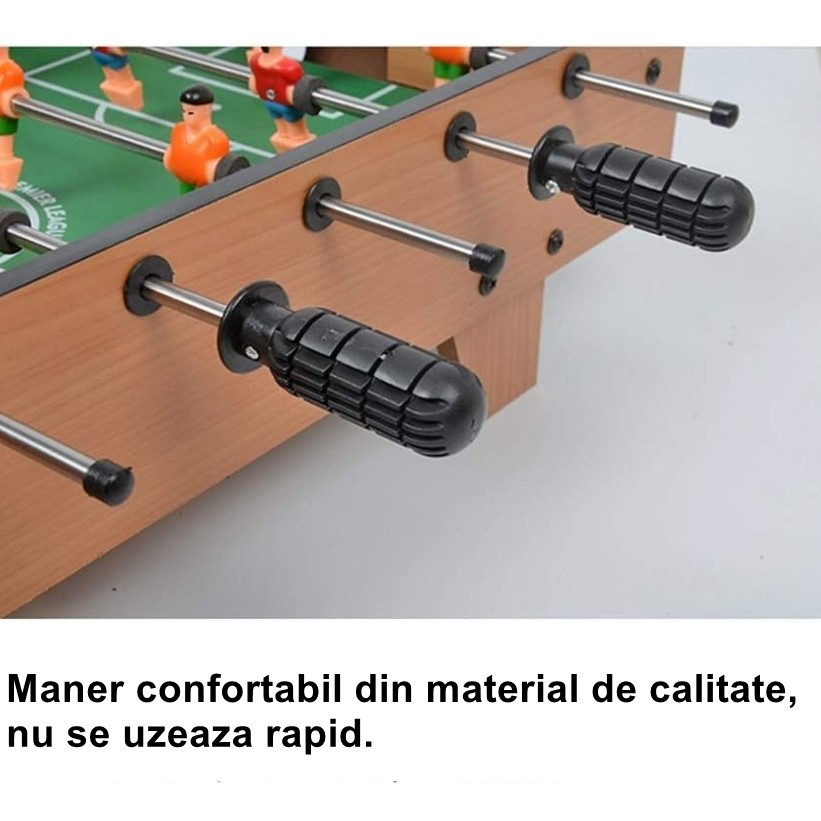 Masa de fotbal cu teren si 18 jucatori, 50 x 25 x 18 cm, 6 manere, tablou pentru scor, din metal, lemn si ABS, cu picioare, pentru copii/adulti — varianta 2