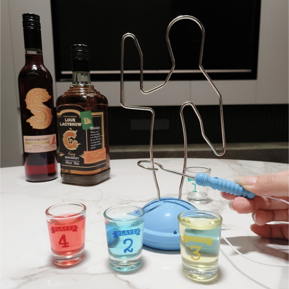 Joc de baut " Buzz Wire" , pentru Petreceri, Distractie, Pahare de Shot din Sticla Incluse, 4 Jucatori, Multicolor — varianta 3