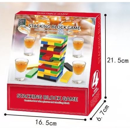 Joc de Baut, Turn Jenga din Plastic, cu 4 Pahare de Shot, +18 Ani, Multicolor — varianta 2