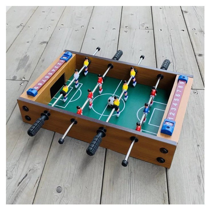 Mini masa de fotbal cu Teren si 12 Jucatori , 4 Manere, tabela scor, metal, lemn si ABS, 34.5 x 23 x 7 cm — varianta 2