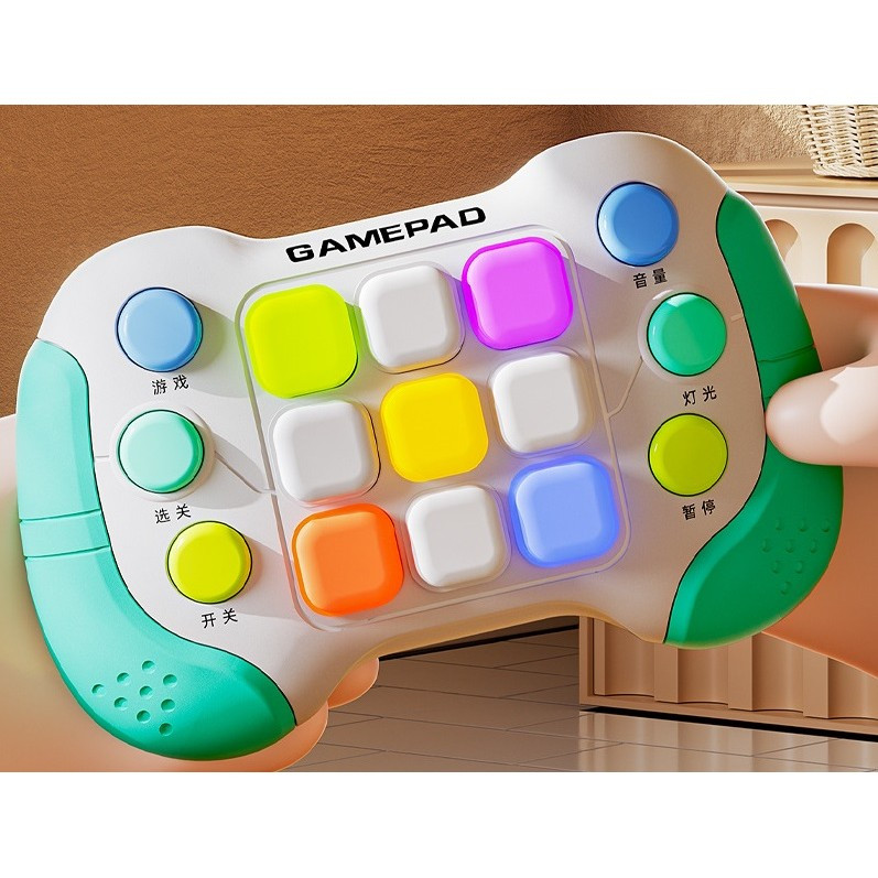 Jucarie Interactiva tip consola Pop It, 6 butoane functionale, 5 Moduri de Joc, 600 Niveluri, +3 ani, verde/gri — varianta 2