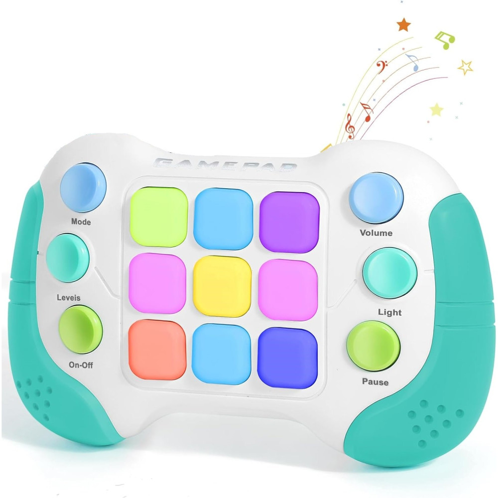 Jucarie Interactiva tip consola Pop It, 6 butoane functionale, 5 Moduri de Joc, 600 Niveluri, +3 ani, verde/gri — varianta 3