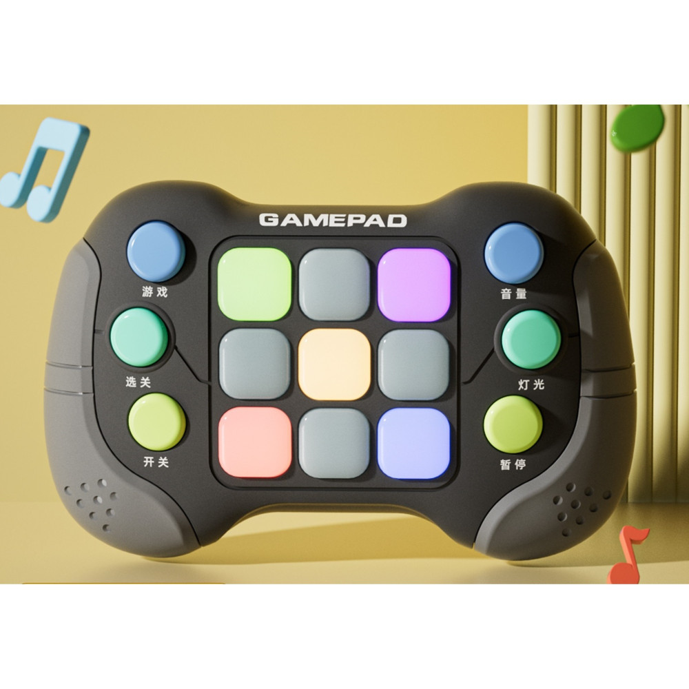 Jucarie Interactiva tip consola Pop It, 6 butoane functionale, 5 Moduri de Joc, 600 Niveluri, +3 ani, Gri/Negru — varianta 2