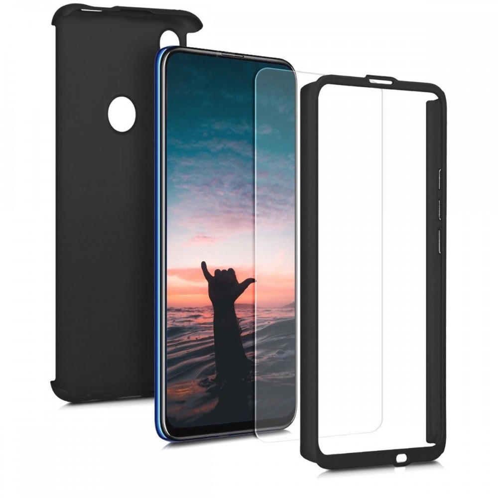 Husă Full Cover 360° pentru Huawei P40 Lite (față + spate + sticlă), neagra — varianta 2