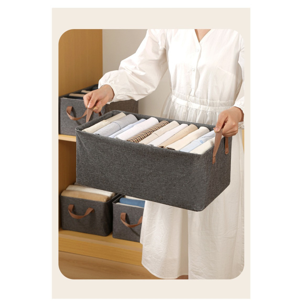 Cutie de depozitare tip cos, pliabila, cadru metalic, manere, 47 x 30 x 25 cm, 35 l, gri — varianta 4