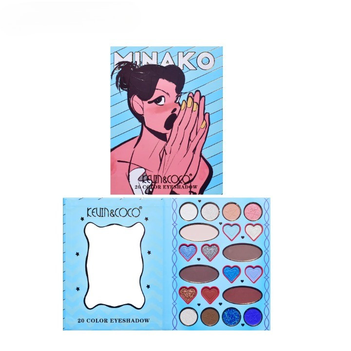Paleta de machiaj KEVIN & COCO, 20 culori Blue Girl, fard de pleoape si blush, albastru — 4