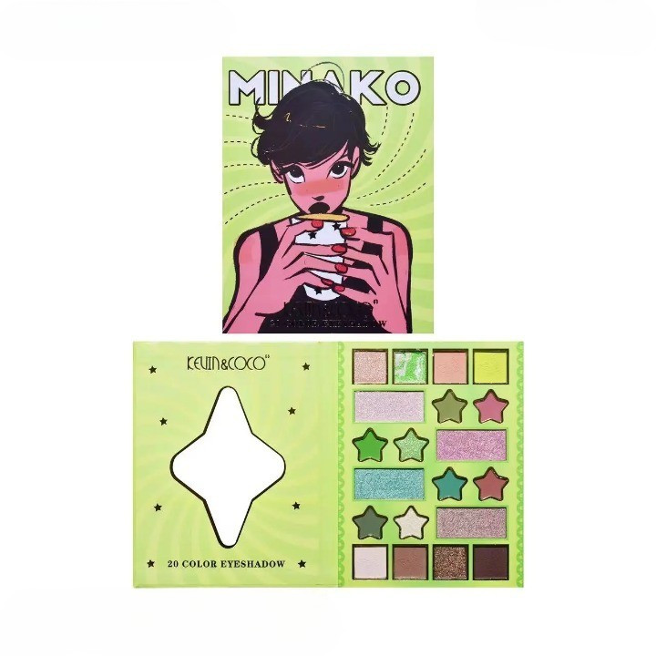 Paleta de machiaj KEVIN & COCO, 20 culori Green Girl, fard de pleoape si blush, verde — 5