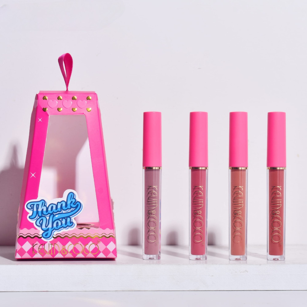 Set de buze KEVIN & COCO Cloud Bubble, 4 Lip Gloss-uri, 15.1 x 8.1 x 2 cm, Roz/Nude — 3