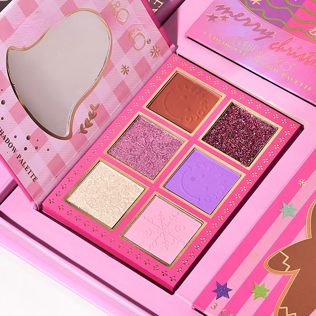 Set 4 palete de machiaj KEVIN & COCO, Christmas Jingle, 21 culori, 27.3 x 20.8 x 2.4 cm — varianta 4