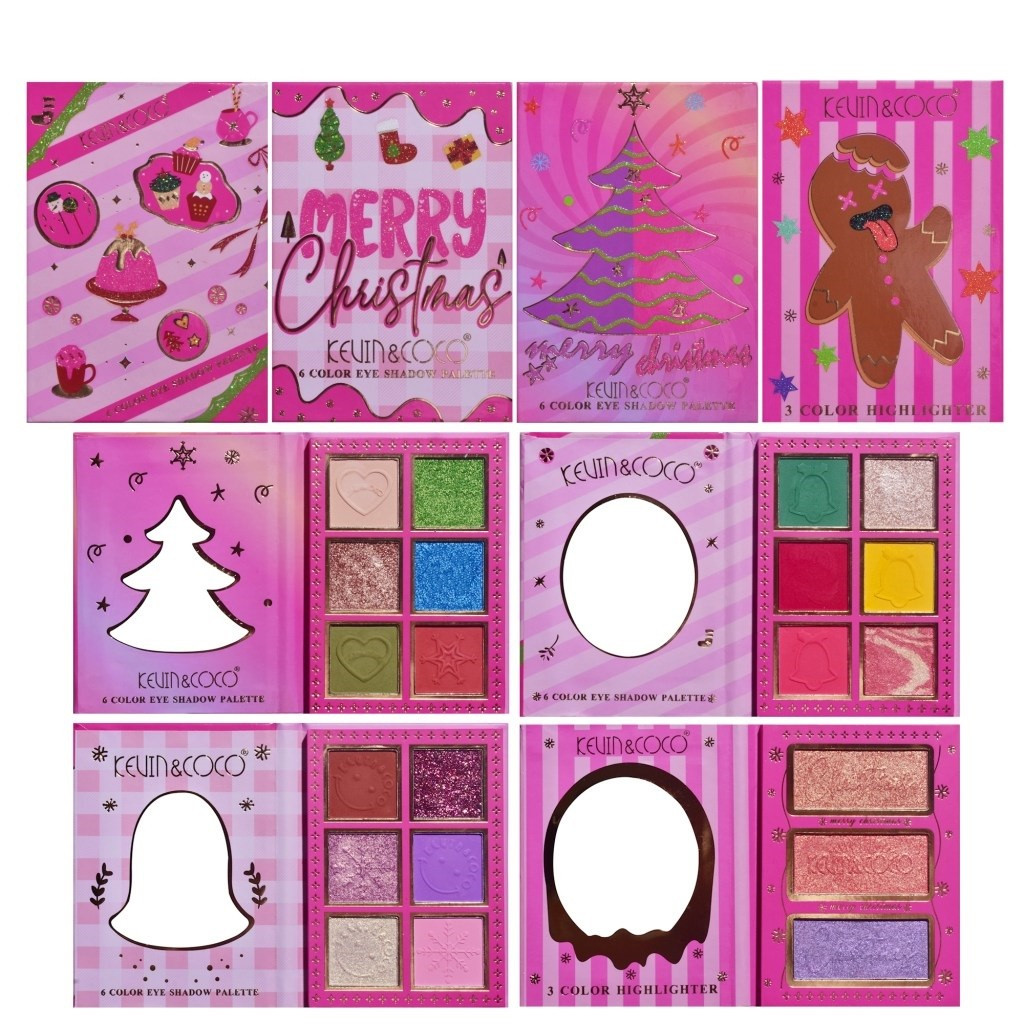 Set 4 palete de machiaj KEVIN & COCO, Christmas Jingle, 21 culori, 27.3 x 20.8 x 2.4 cm — varianta 9