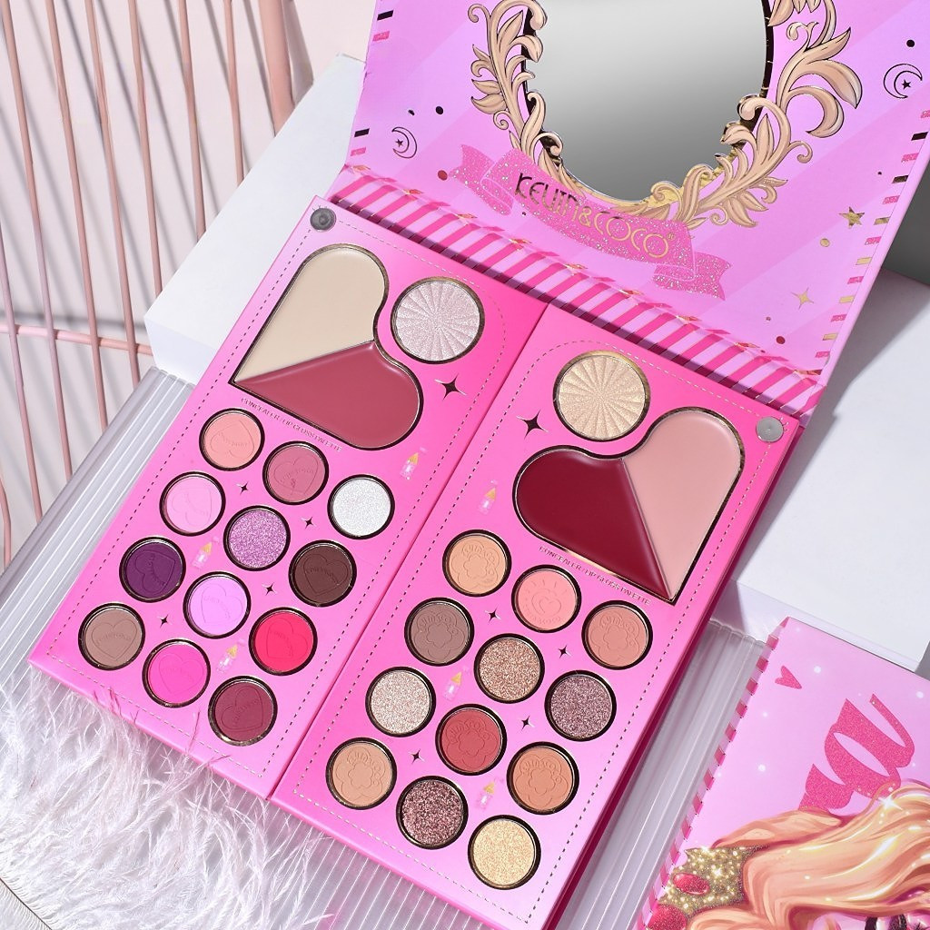 Trusa de machiaj KEVIN & COCO, Princess Palette, fard de pleoape, iluminator, corector, ruj, 79 culori, 19.7 x 20 x 2 cm — varianta 2