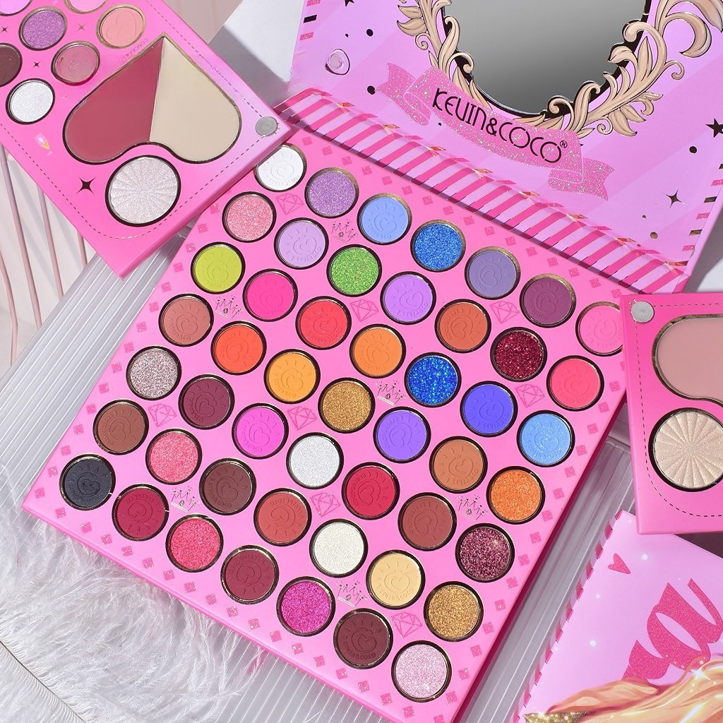Trusa de machiaj KEVIN & COCO, Princess Palette, fard de pleoape, iluminator, corector, ruj, 79 culori, 19.7 x 20 x 2 cm — varianta 3