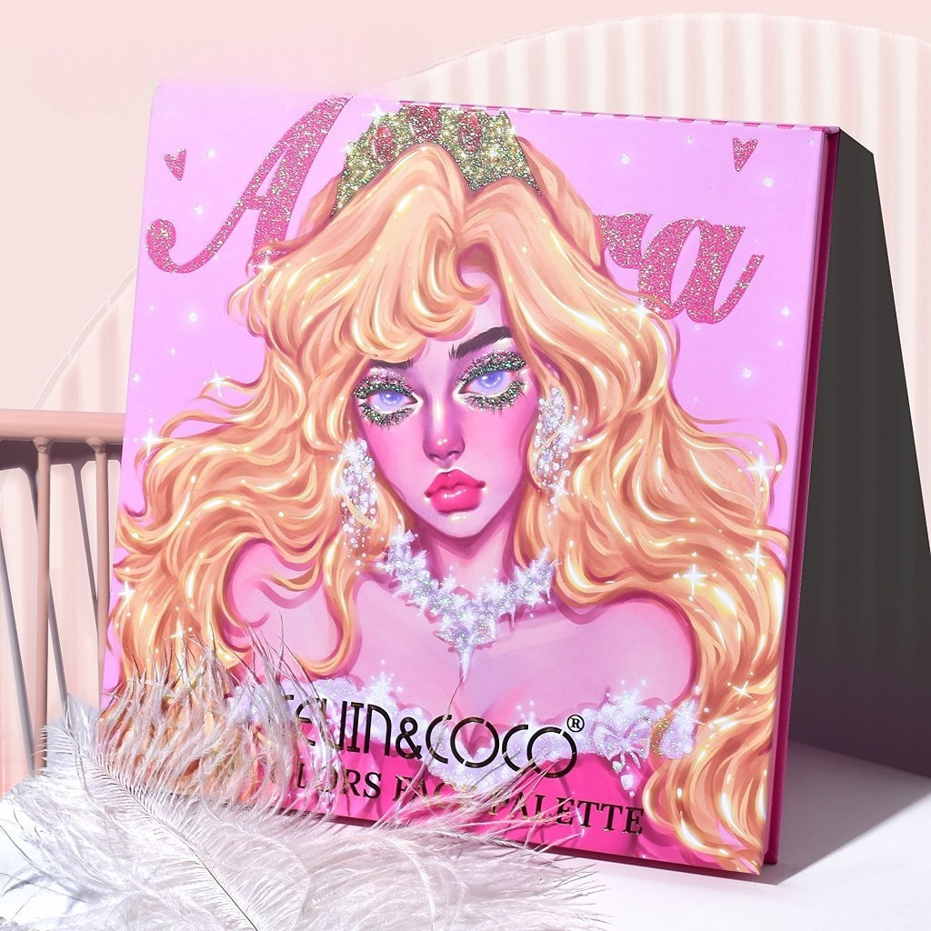 Trusa de machiaj KEVIN & COCO, Princess Palette, fard de pleoape, iluminator, corector, ruj, 79 culori, 19.7 x 20 x 2 cm — varianta 6