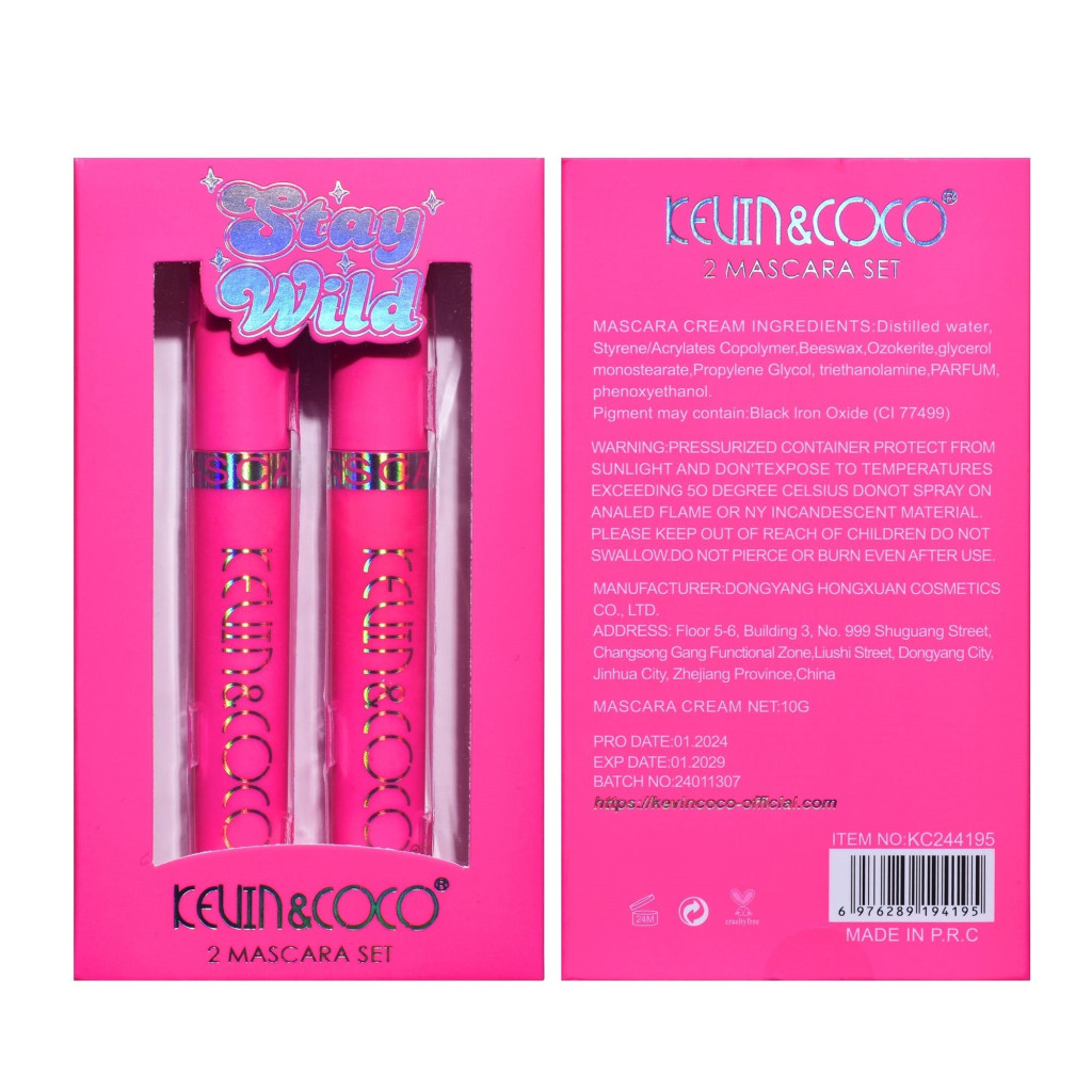 Set 2 Mascara KEVIN & COCO, Stay Wild, 2 culori, 15.1 x 8.5 x 2.2 cm, negru/maro — 4
