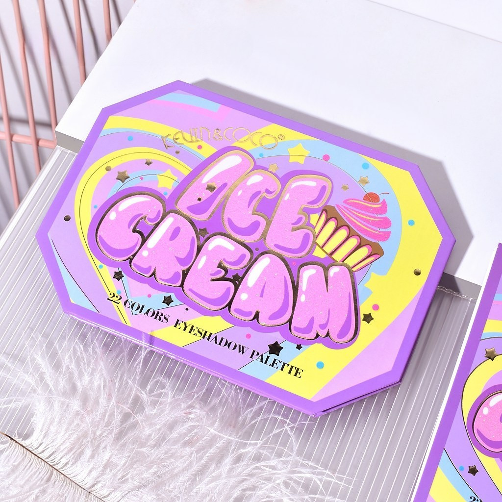 Paleta de machiaj KEVIN & COCO, Violet Ice Cream, fard de pleoape, 22 culori, 19 x 13.7 x 1.3 cm — varianta 4