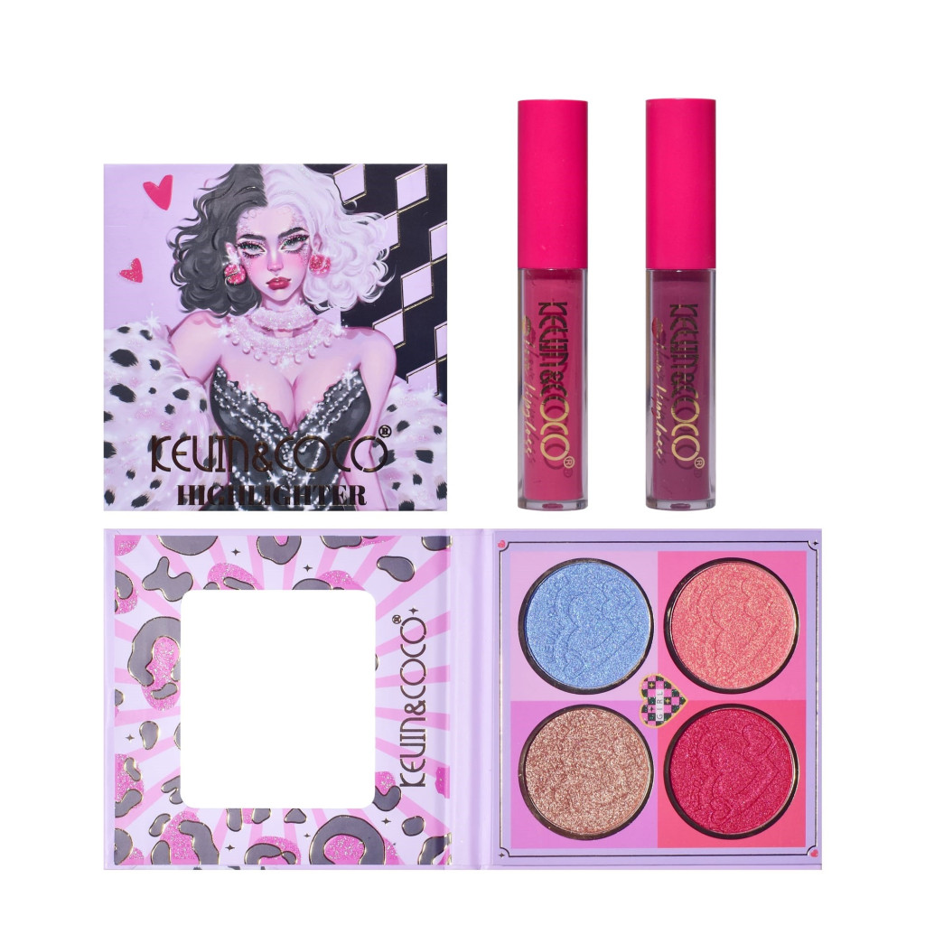 Set 4 produse de machiaj KEVIN & COCO, Black-White Witch, 22 culori, 19.7 x 21.2 x 2.5 cm — 5