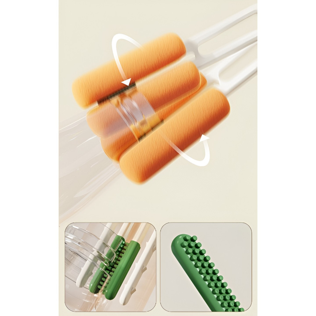 Perie de curatat pahare, cani, sticle, cu maner lung si burete, accesorii incluse — 3