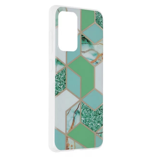 Husa protectie Samsung Galaxy A51, Marble Series, verde/auriu — 2