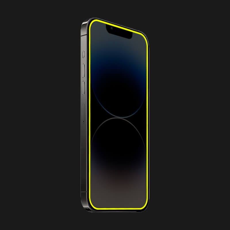 Folie sticla Apple iPhone 15, Luminous HD, margine fluorescenta, galbena — 2