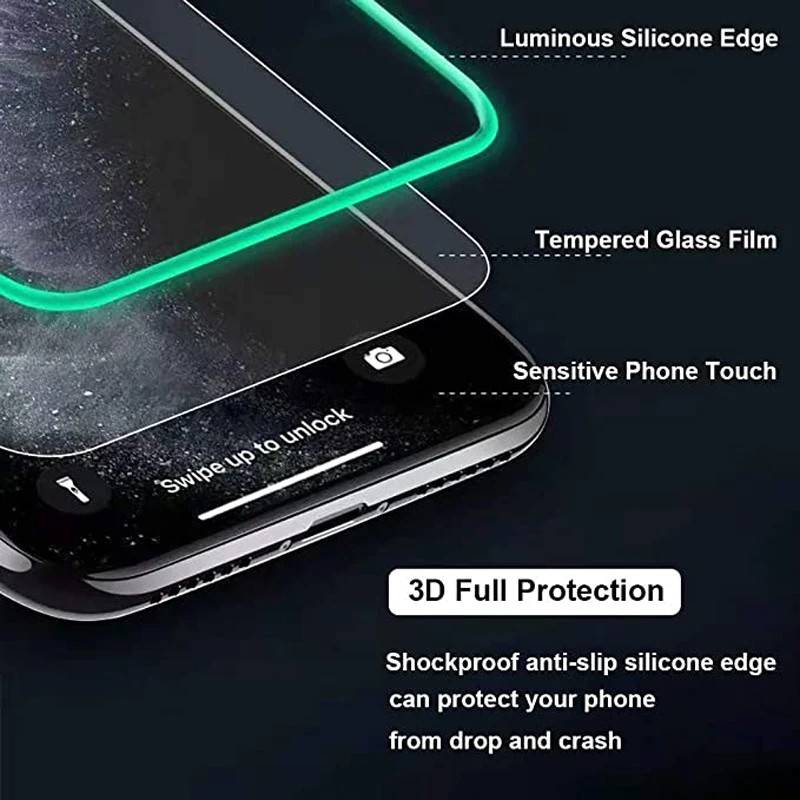 Folie sticla Apple iPhone 15 Pro Max, Luminous HD, transparenta, margini verzi — varianta 3