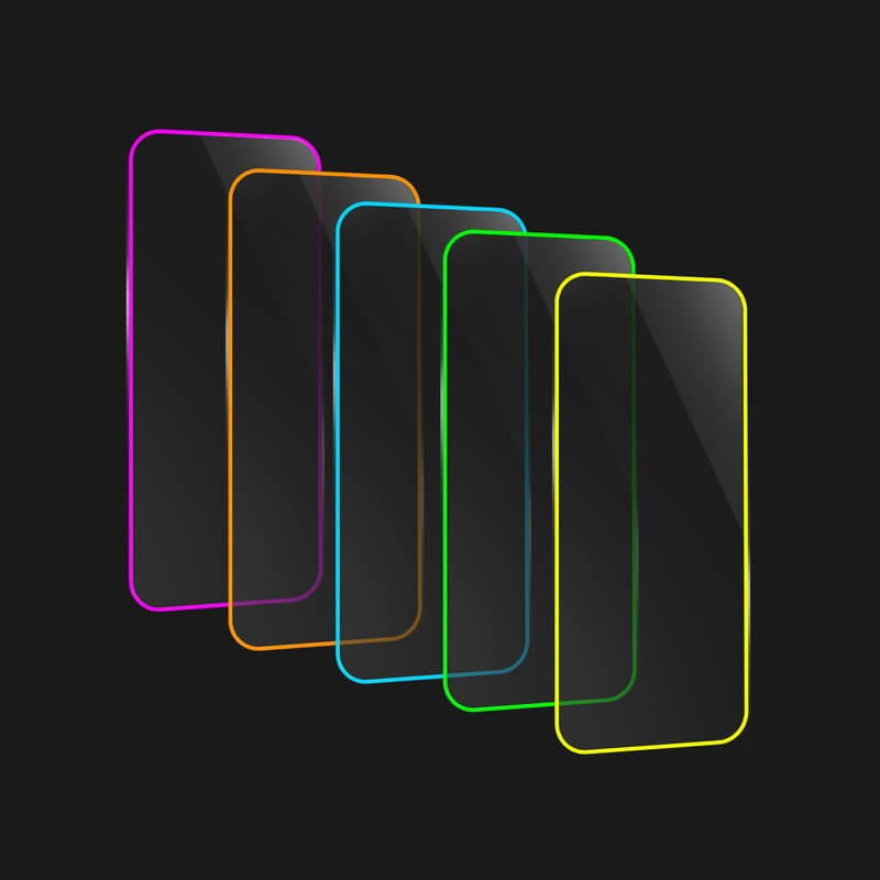 Folie sticla Apple iPhone 15 Pro Max, Luminous HD, margine fluorescenta, albastra — varianta 4