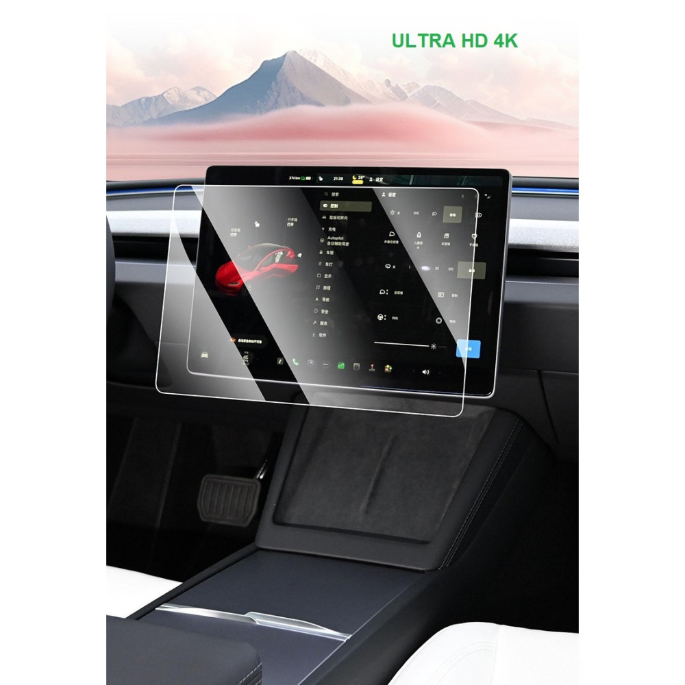 Folie sticla ecran frontal Tesla Model 3 / Tesla Model Y, Anti BlueRay, anti-amprenta, 2.5D, transparenta — varianta 5