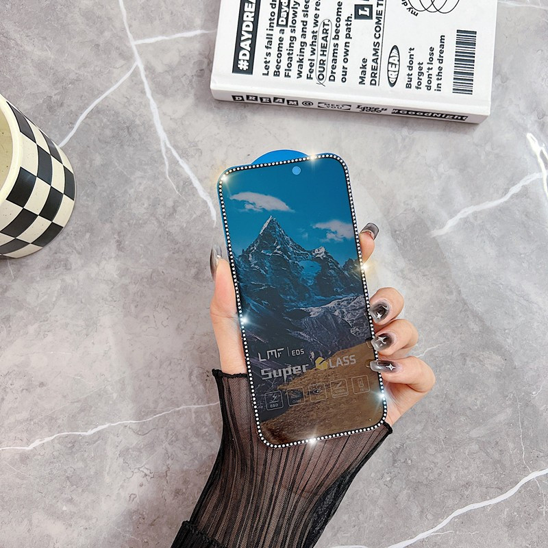Folie sticla Apple iPhone 15 Pro Max, Full Glue ESD Privacy, pietricele decorative — varianta 3